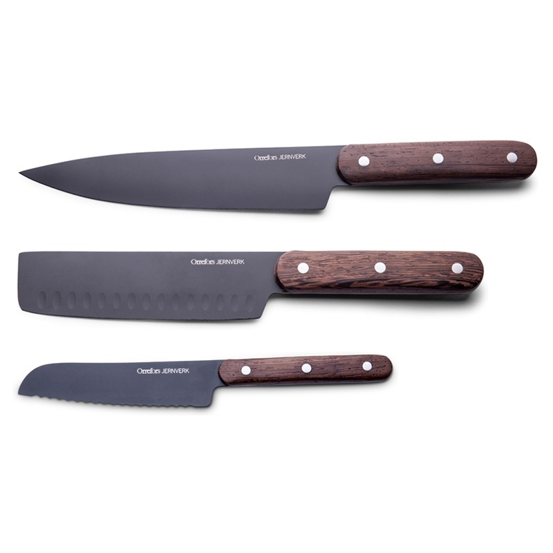 Orrefors Jernverk, Knivset Askträ, 3-Pack