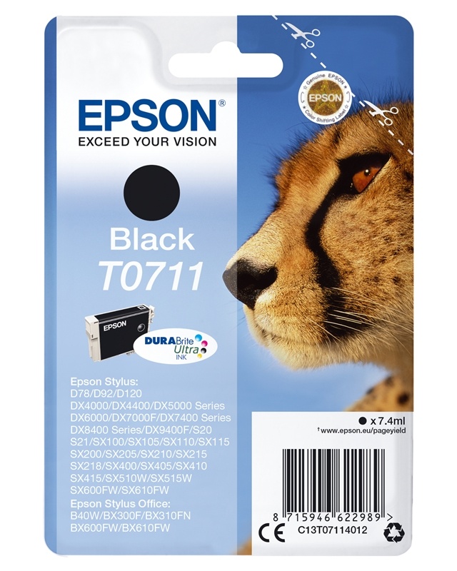 Epson Cheetah Enpack svart T0711 DURABrite Ultra-bläck