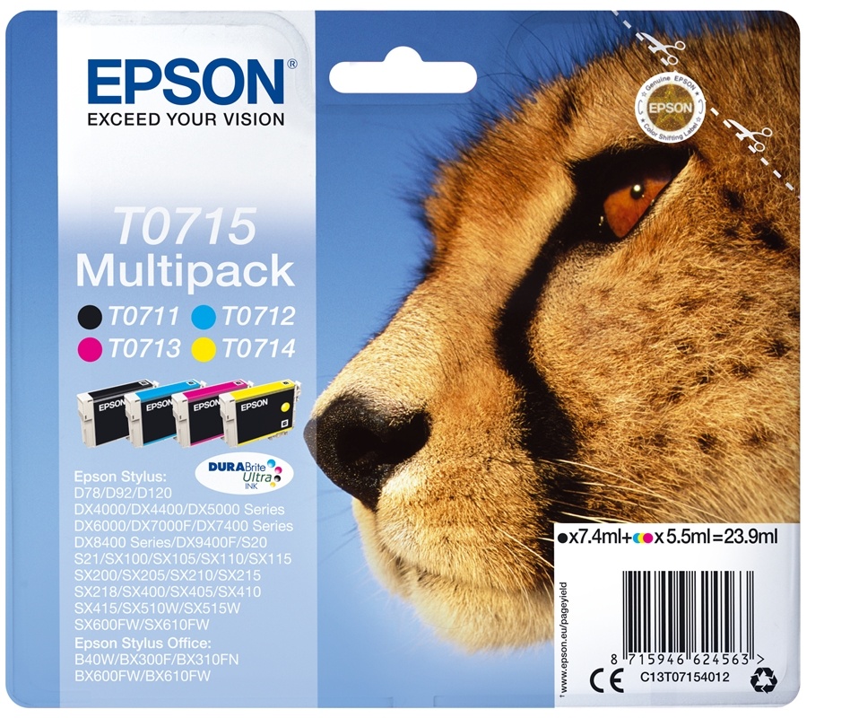 Epson Flerpack 4 färger T0715 DURABrite Ultra-bläck