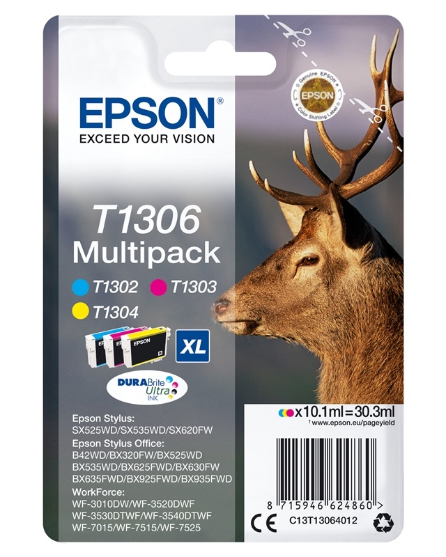 Epson Stag Flerpack 3 färger T1306 DURABrite Ultra-bläck