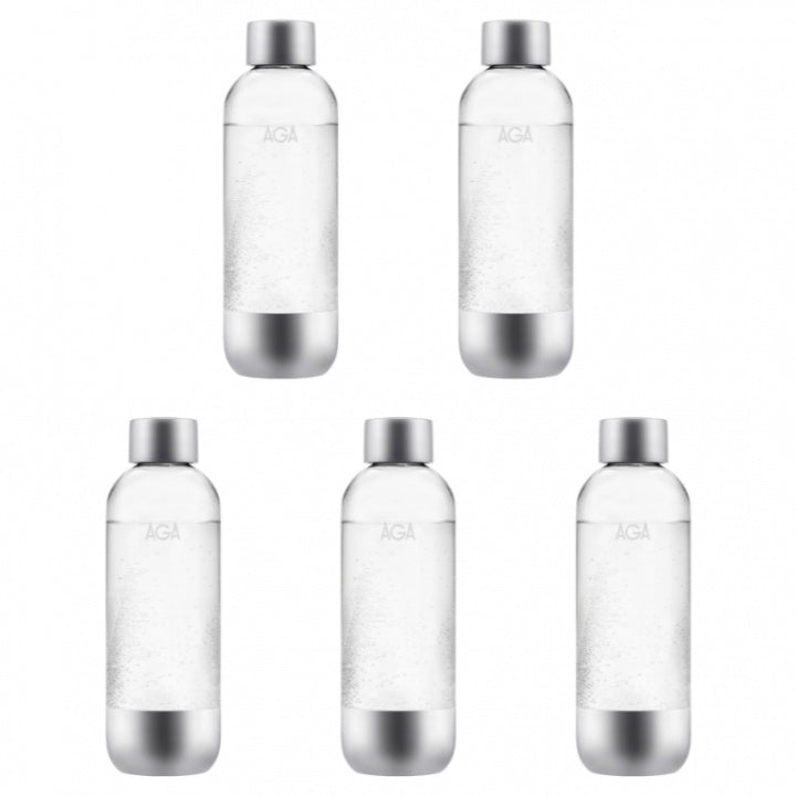5-pack AGA AQVIA Stål 1L, PET-flaska