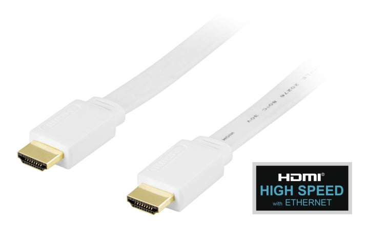 DELTACO HDMI-kabel, v1.4+Ethernet, 19-pin ha-ha, 1080p, flat, 0,5m (HDMI-1005H)