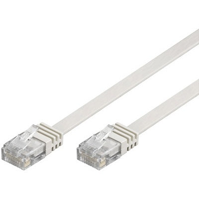 DELTACO U/UTP Cat6 patchkabel,flat,guldpläterade kontakter,3m, vit (TP-63V-FL)