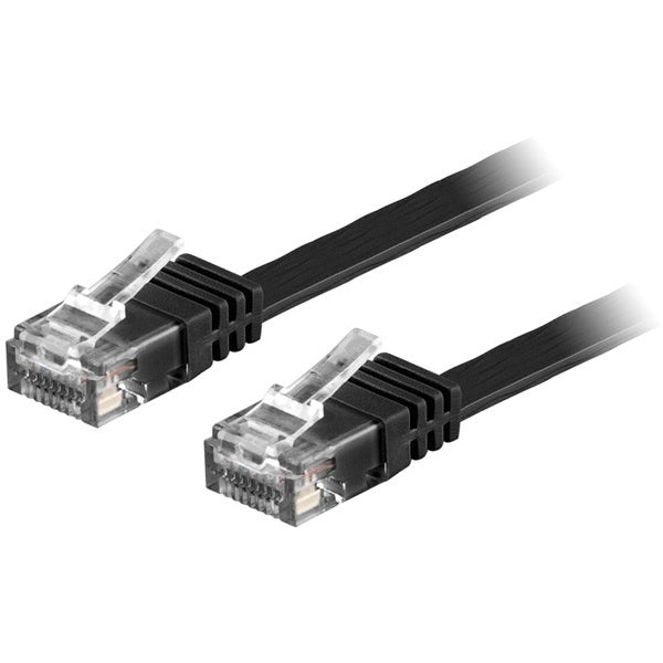 DELTACO U/UTP Cat6 patchkabel,flat,guldplätterade kontakter,15m,svart