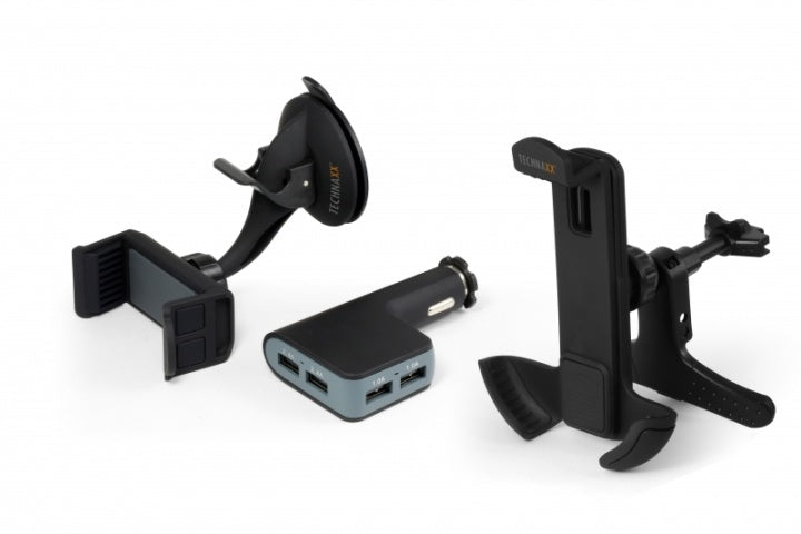 Technaxx Bilhållare för smartphones + Billaddare med 4x USB-port (TE08)