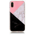 Mjukt TPU-skal rosa, grå, svart, marmor för iPhone X/XS