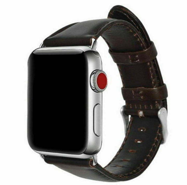Klockarmband i läderimitation för Apple Watch 42/44/45 mm, brun