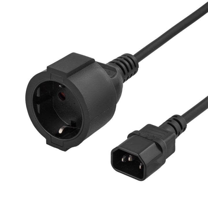 DELTACO apparatadapter, IEC C14 hane till CEE 7/4 (Schuko) hona, 1m