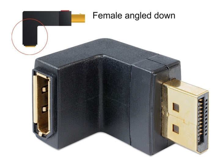 DeLOCK adapter, DisplayPort hona till DisplayPort hane, vinklad, svart
