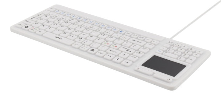 DELTACO tangentbord i silikon, touchpad, IP68, 105 + 12 media, vit