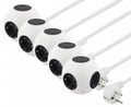 5-pack DELTACO Kulformat grenuttag med switch, 4xCEE 7/4, 1xCEE 7/7, vit