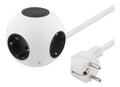 DELTACO Kulformat grenuttag med switch, 4xCEE 7/4, 1xCEE 7/7, vit