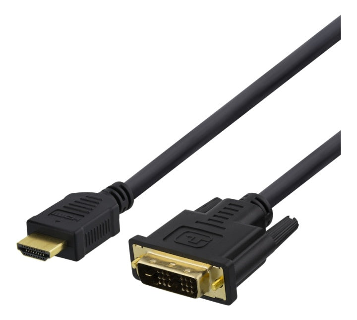 DELTACO HDMI till DVI-kabel, 1m, Full HD, svart