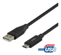DELTACO USB-C till USB-A kabel, 1m, 3A, USB 2.0, svart