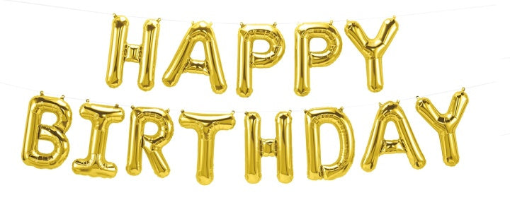 Ballonger Happy Birthday, 40cm, Guld