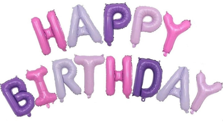 Ballonger Happy Birthday, 40cm, Lila/Rosa