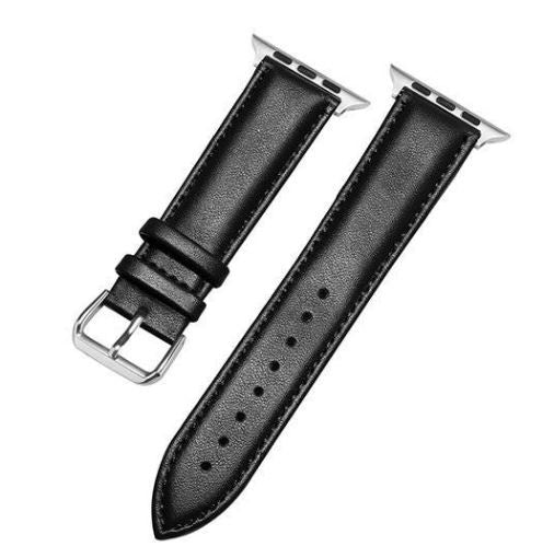 Klockarmband i Läderimitation till Apple Watch, 42/44/45mm, Svart