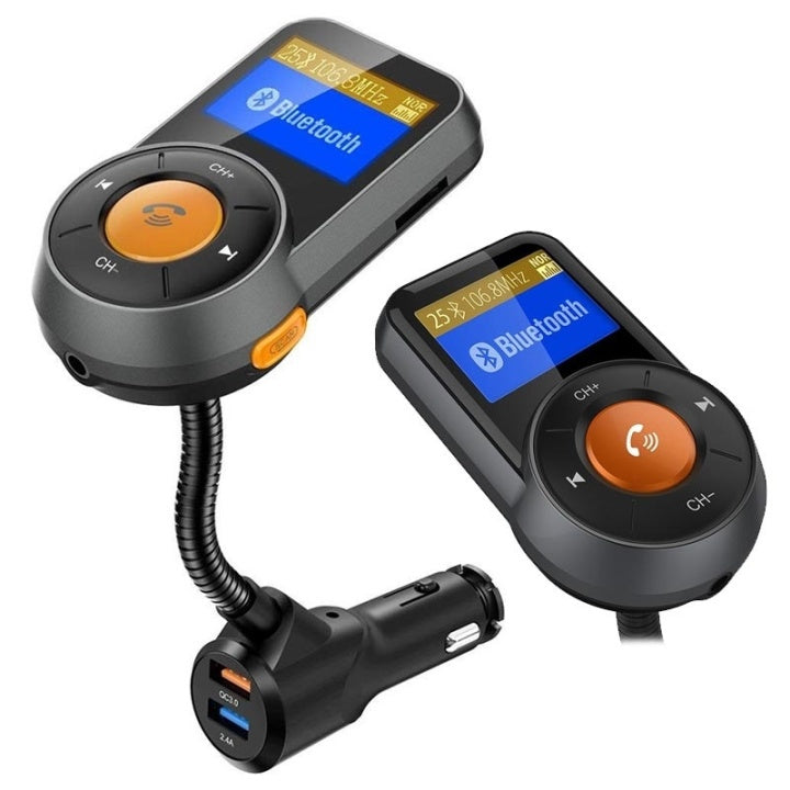 BT76 FM sändare med Dual USB laddare QC3.0+2.4A, Svart