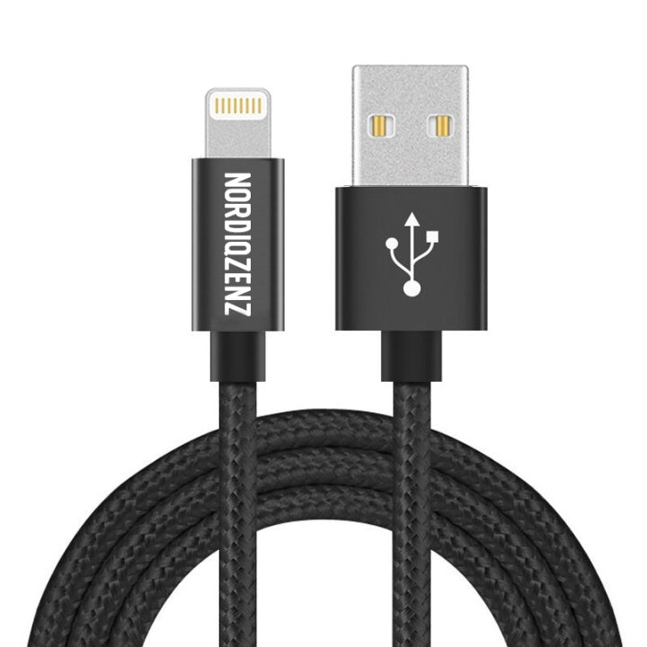 NORDIQZENZ Lightning Textilkabel, 1.5m, Svart
