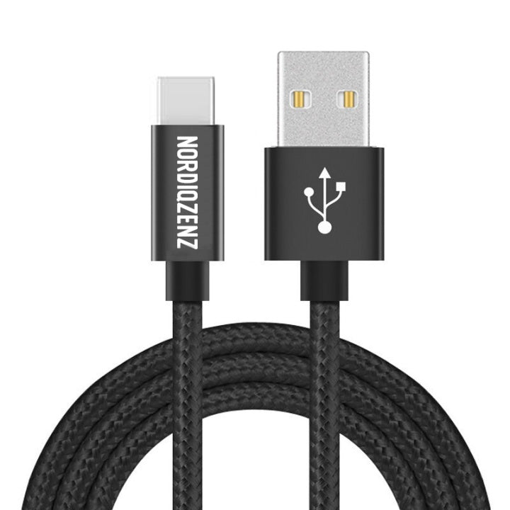 NORDIQZENZ USB-C Textilkabel, 2m, Svart