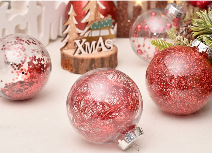 Julgranskulor 30st, Glitter Röd