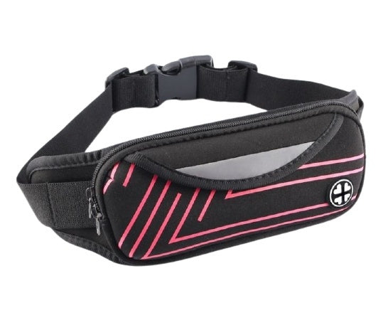 Sportig midjeväska med ränder, Rosa