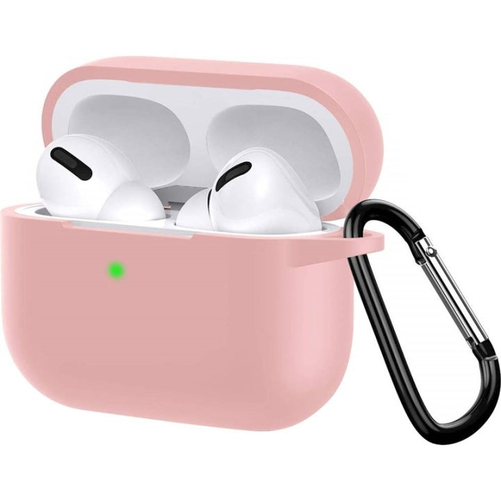 Skyddsfodral i silikon med krok, rosa för AirPods Pro