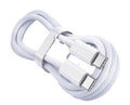 Nylonflätad USB-C till USB-C-kabel PD 60 W, 1 m, vit kompatibel med iPhone 15