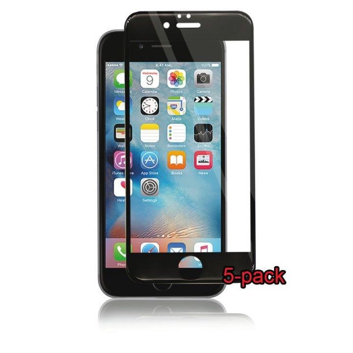 5-pack iPhone 6S/6 Plus Curved Silicate Glass, Panzer, Black