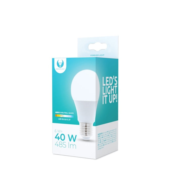 LED-Lampa E27, 6W, 230V, 4500K, Vit neutral