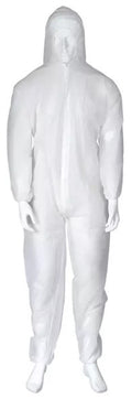 Protective Coverall - engångs overall med huva, Vit
