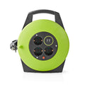 Nedis Kabel rulle | Jordad kontakt | 10.0 m | 3000 W | 16 A | Typ av jordning: Sidkontakt | 230 V AC 50/60 Hz | Uttagsvinkel: 90 ° | H05VV-F 3G1.5 mm² | Säkring: Ja | Grön / Svart