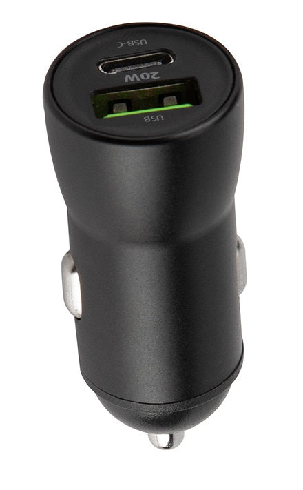 Maxlife MXCC-04 PD QC Billaddare 1x USB-C 1x USB 20W, Svart