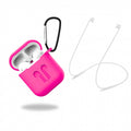 Skyddsfodral i silikon med hörlursband och hänge för Apple AirPods, rosa