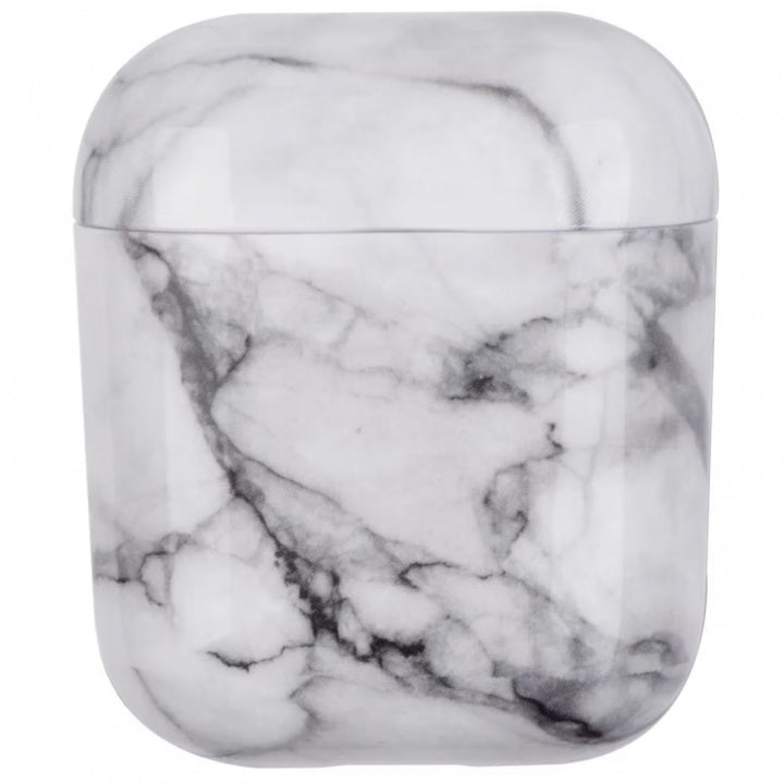 Skyddsfodral med marmormönster för Apple AirPods, ljusgrå