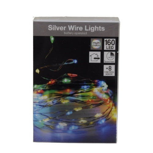 Silver Wire 160 LED slinga, RGB, 8m