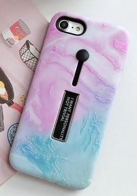 Skal med fingerhållare rosa/blå för iPhone 11 Pro Max