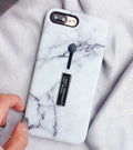 Skal med fingerhållare, vit marmor för iPhone 12 mini