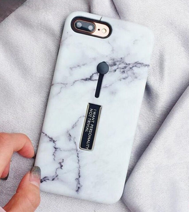 Fashioncase med fingerhållare - iPhone 12 Mini, Vit marmor