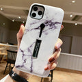Skal med fingerhållare, vit marmor för iPhone 12 Pro Max