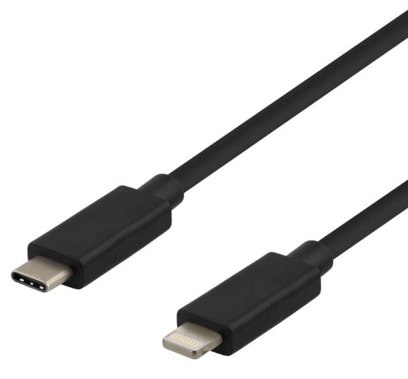 Kabel USB-C - Lightning, 2.4A, 1m, Svart