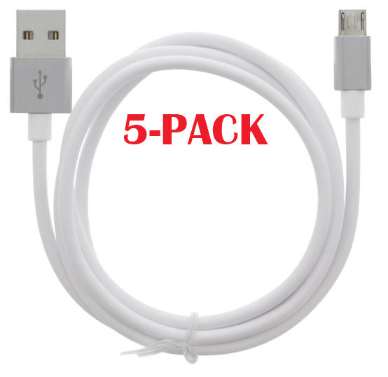 5-PACK Kabel USB-A - MicroUSB 2.4A, 1m, Vit