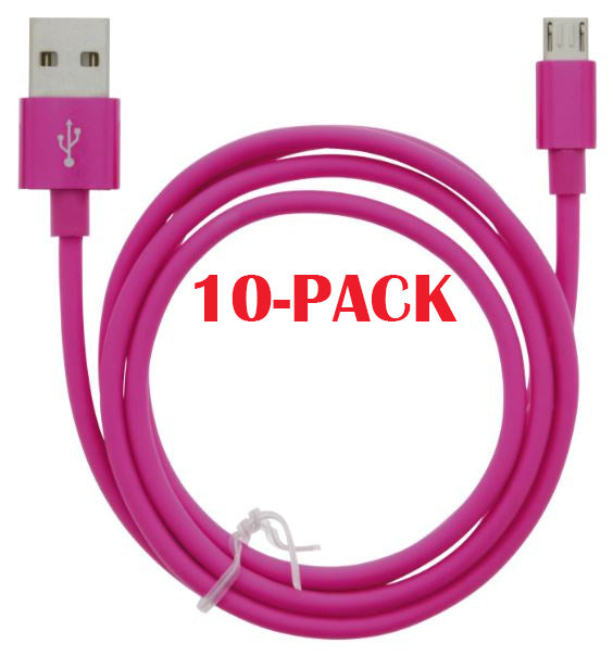 10-PACK Kabel USB-A - MicroUSB 2.4A, 1m, Rosa