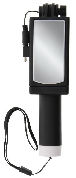 Selfiepinne, med 3,5mm kabel, svart