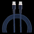 EPZI USB-C till USB-C-kabel, 60W, Flätad, 1m - Marinblå