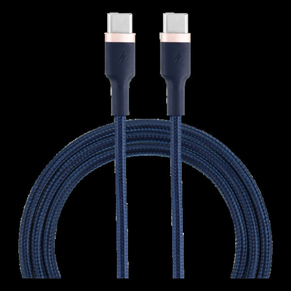 EPZI USB-C till USB-C-kabel, 60W, Flätad, 1m - Marinblå