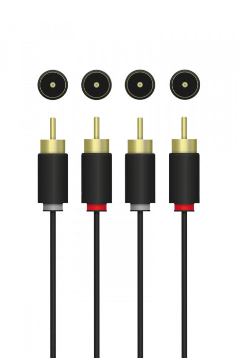 QNECT Stereo RCA-kabel, 2xRCA hane - 2xRCA hane, 3m