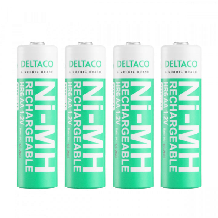 DELTACO Ultimate Ni-Mh uppladdningsbar, LR6/AA storlek, 2300mAh, 4-pack (SG)