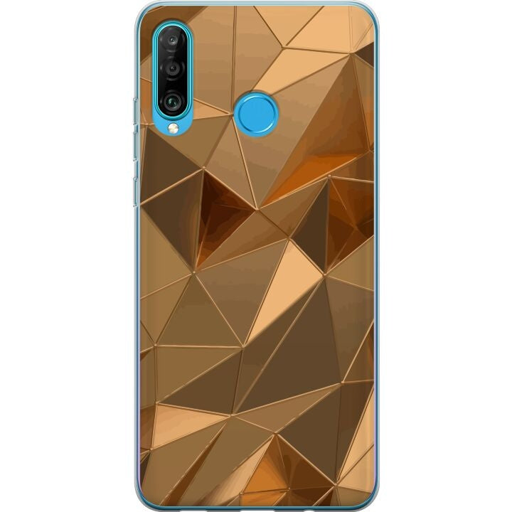 Mobilskal till Huawei P30 lite med 3D Guld motiv