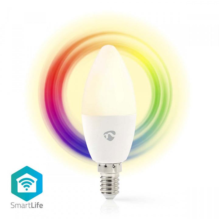 Nedis SmartLife Full Färg Glödlampa | Wi-Fi | E14 | 470 lm | 4.90 W | RGB / Varm till cool vit | 2700 - 6500 | Android™ / IOS | Ljus | 1 st